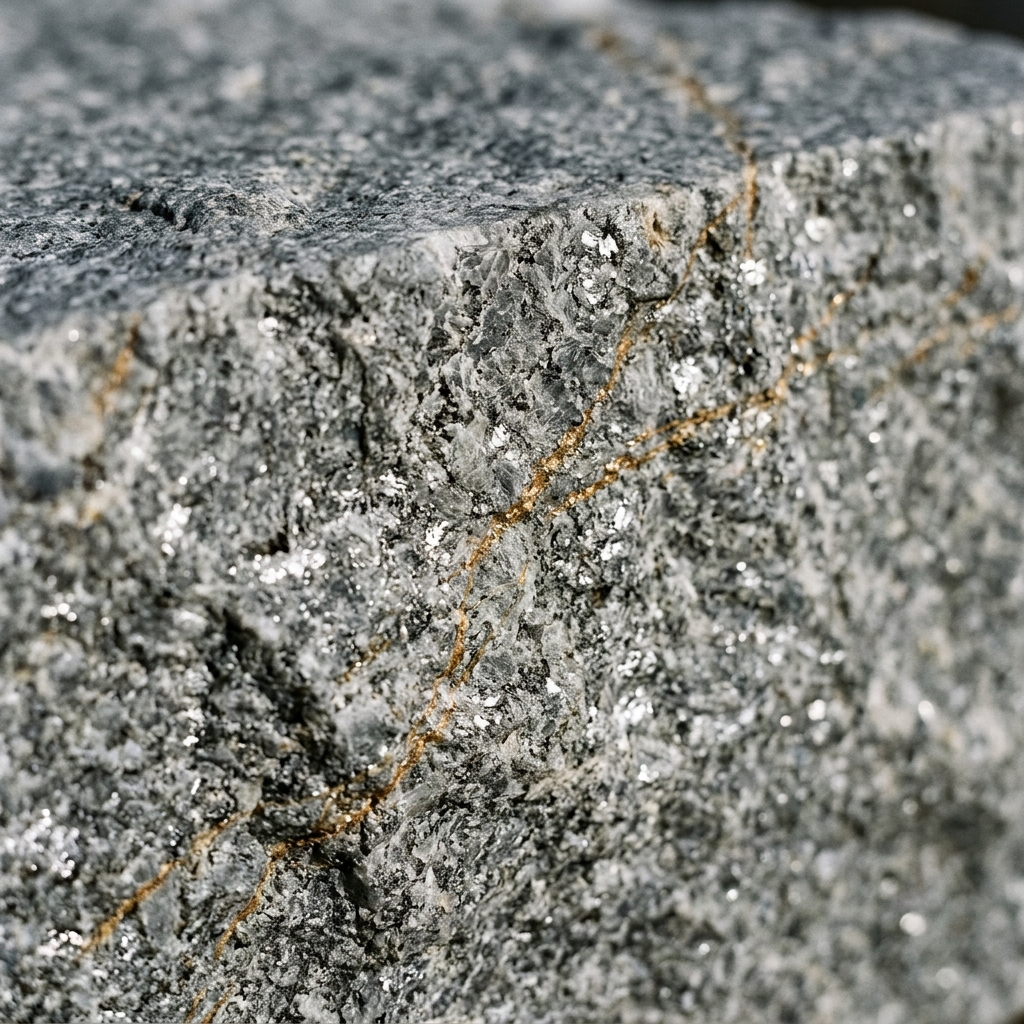High density raw granite block texture at V V Divakaran Quarry